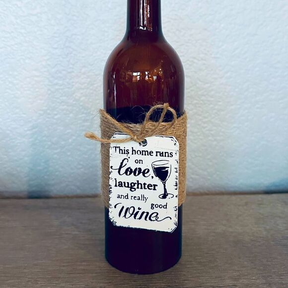 Handmade Wine Bottle Vase Decor - Picture 1 of 3